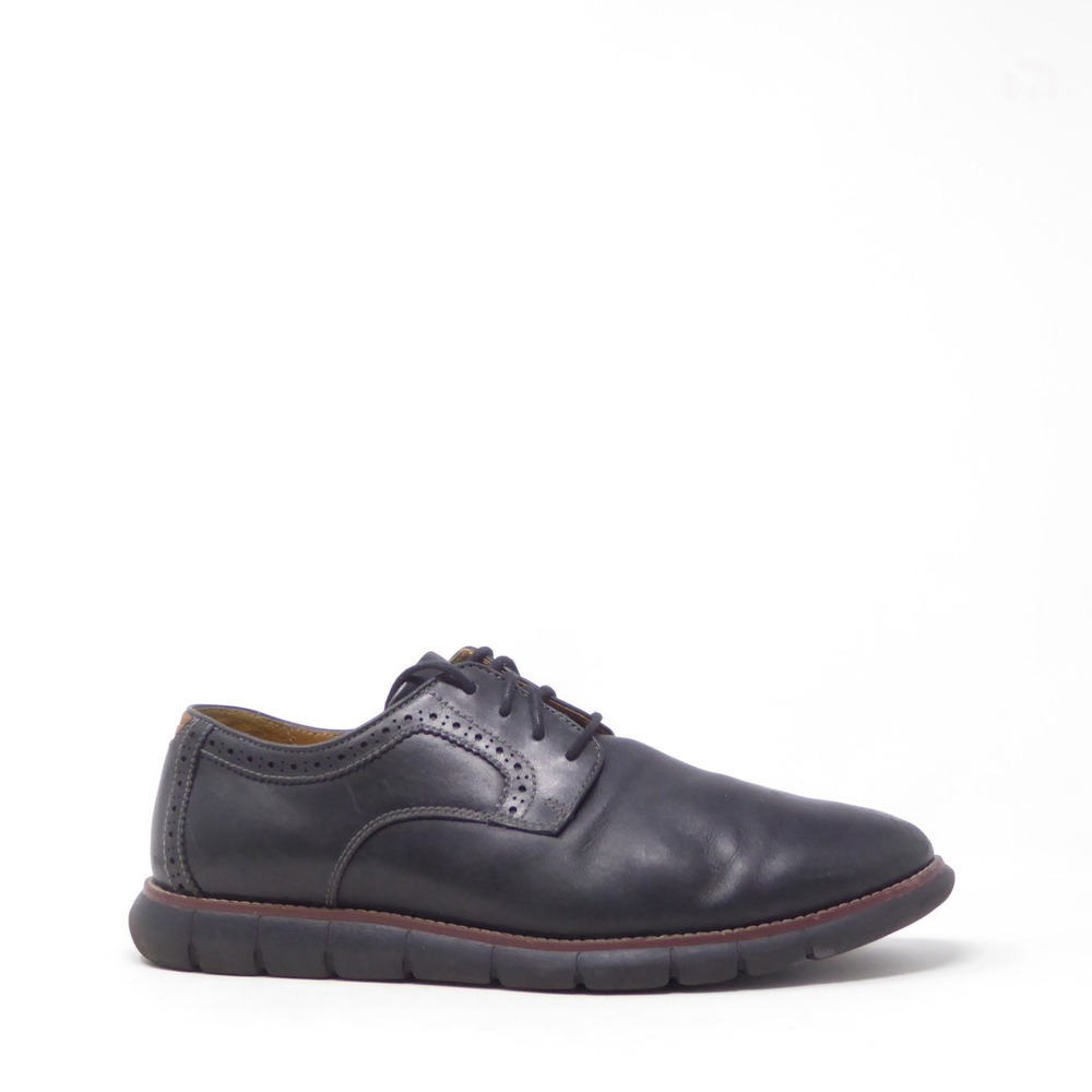 Johnston & Murphy Mens Holden Plain Toe Derby Black Leather 9.5M